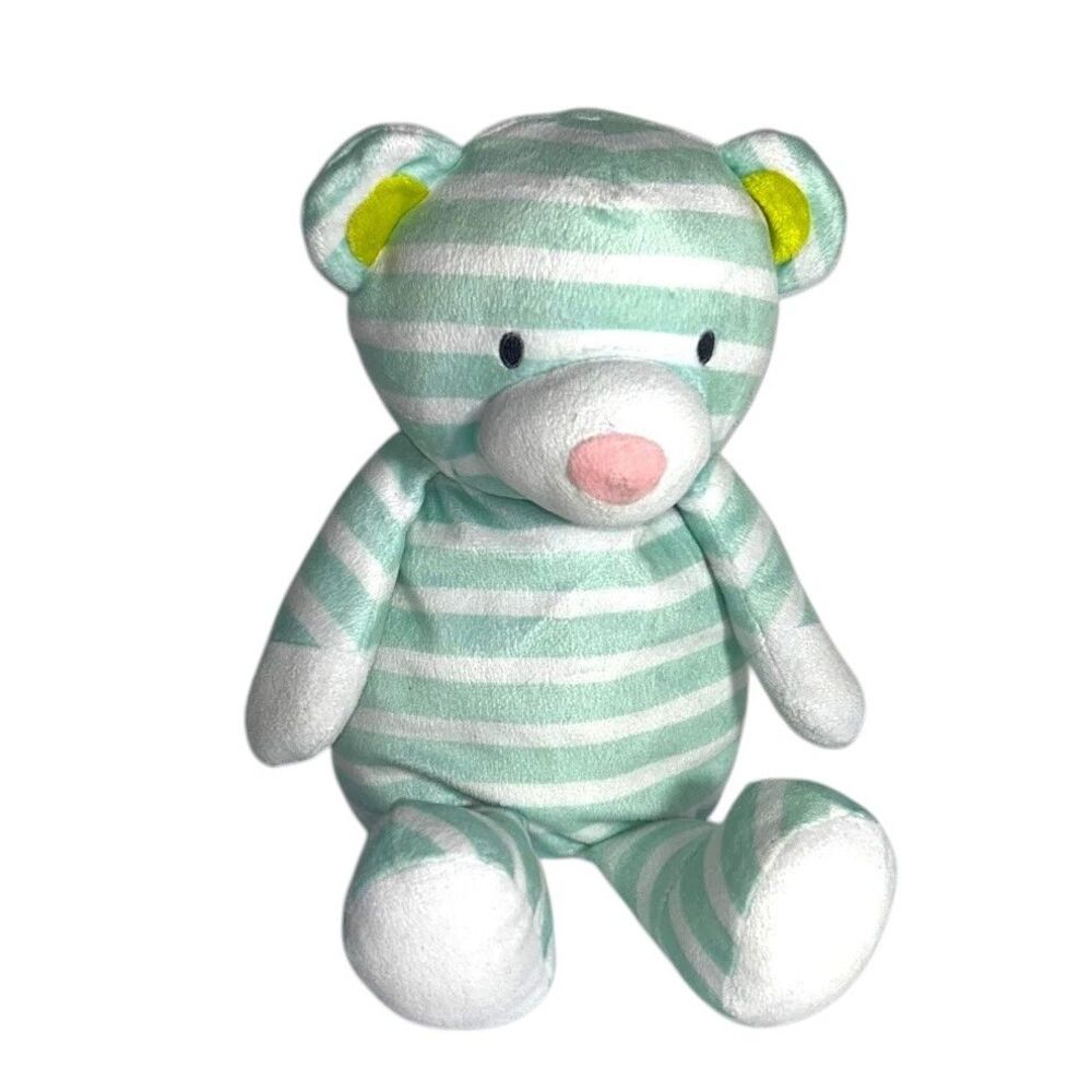 Manhattan Toy Co Bear Stuffed Plush Mint Green White Stripe 13” Toy
